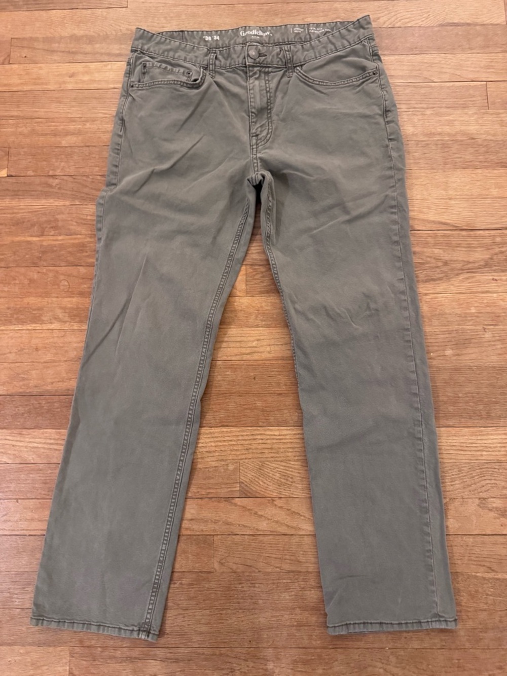 Goodfellow & Co Men's Olive Gray Straight Total Flex Pants - 36 x 32
 b92